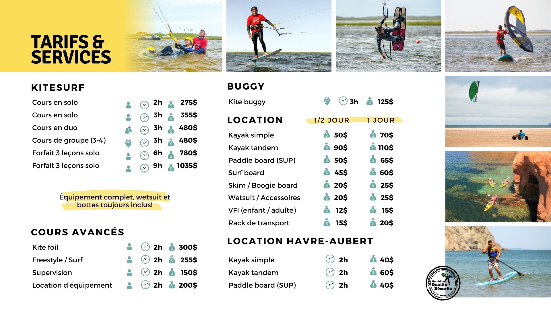 Tarifs Aérosport les Iles